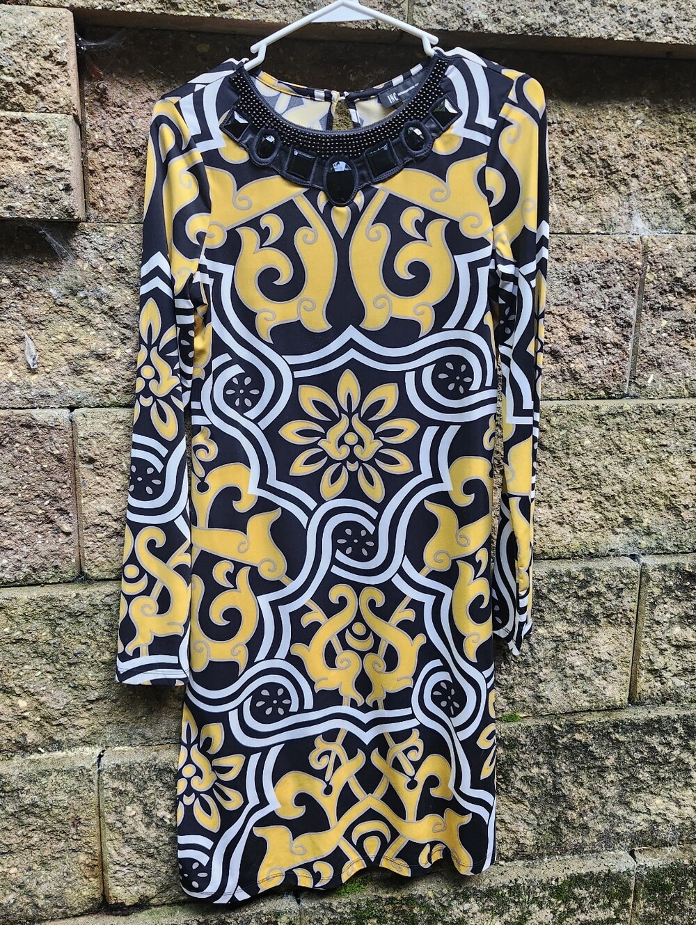 INC International Concepts Stretch Women's Embellished Abstract Printed Dress SM